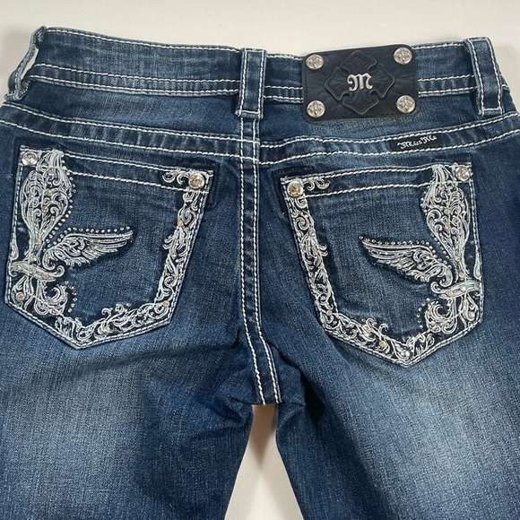 Miss Me Denim - Miss Me Bootcut Jeans JP5534B Embroidered Fleur-de-Lis Wings  Sz 26